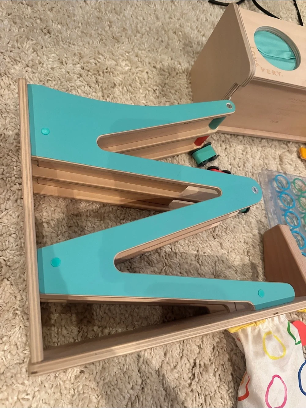 Lovevery Race Car Ramp Drop Match Dot Catcher Montessori Sensory Box